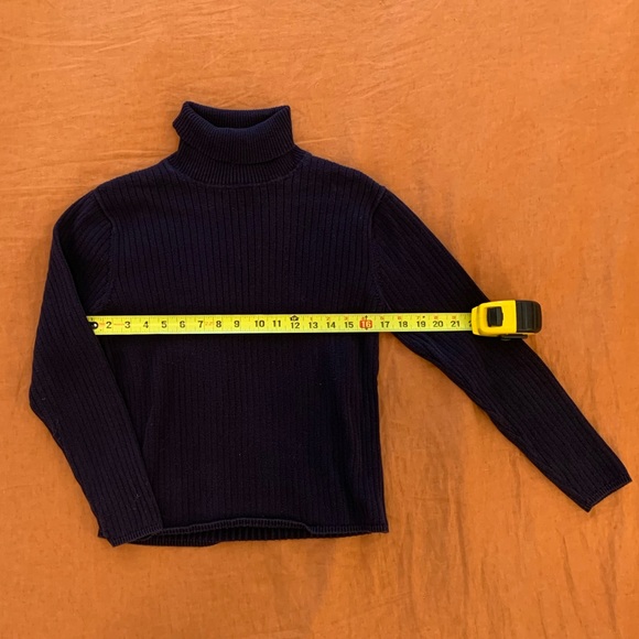 Talbots Navy Blue Ribbed Turtleneck, Size MP - Picture 2 of 5